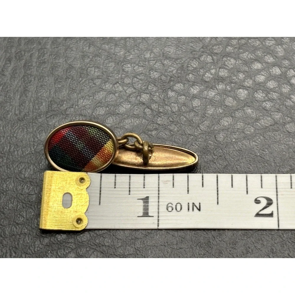 Vintage Victorian Red Green Tartan Cufflinks Gold Filled Cufflinks Men's Formal